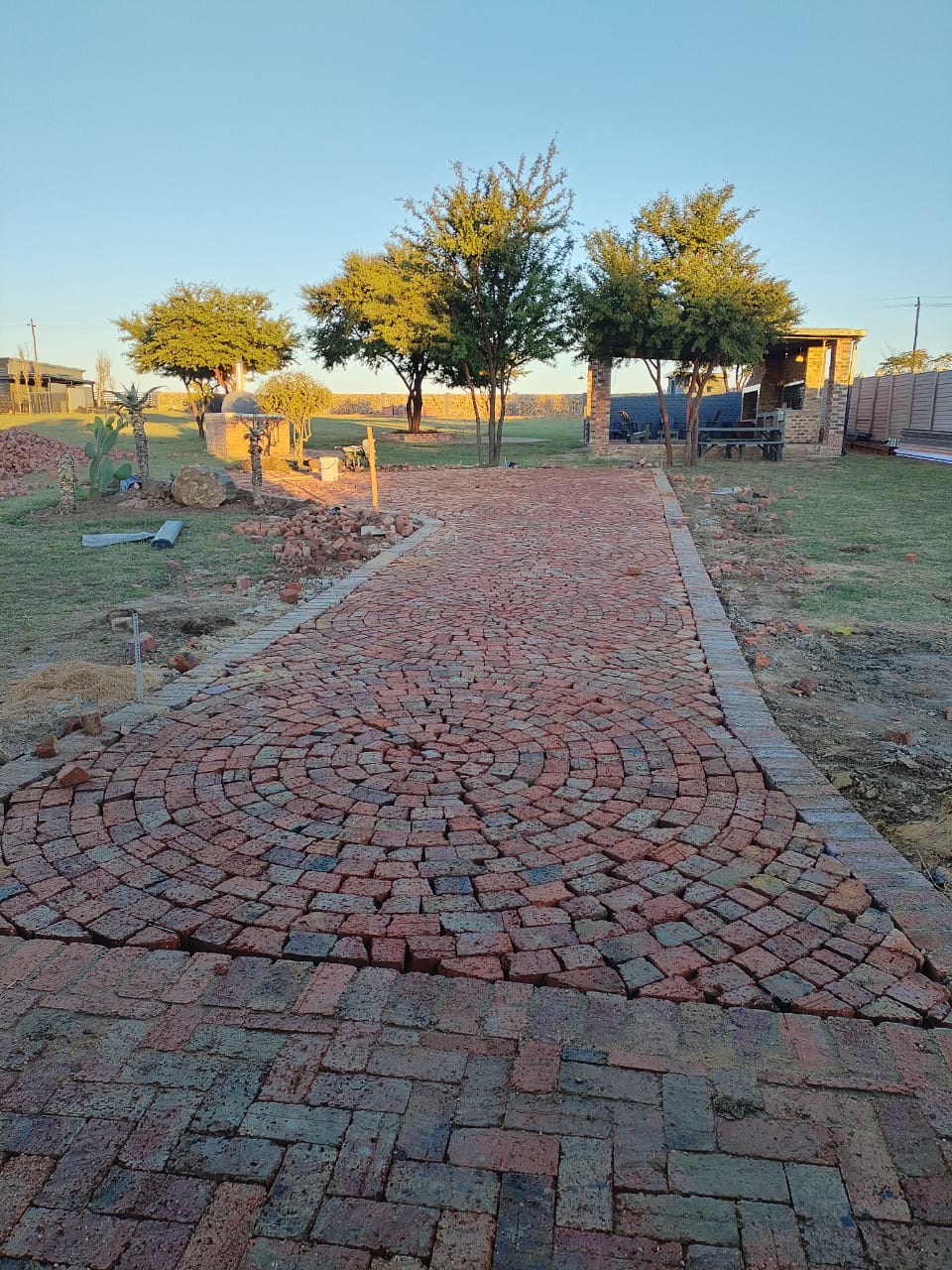 Circular brick paving walkway